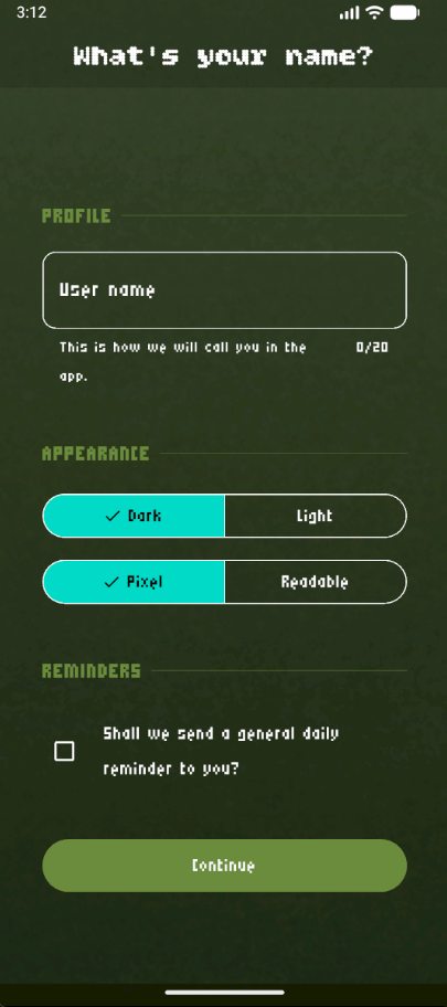 Launch the app & choose a name
